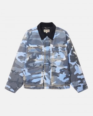 Geaca Stussy Shop Spray Dye Panza Albastri Camuflaj | 05918-JVOZ