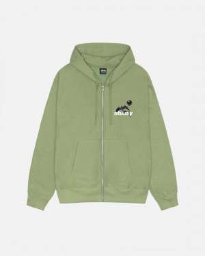 Hanorac cu Gluga Stussy Apocalypse Zip Verzi | 82034-VGPX