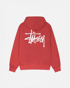 Hanorac cu Gluga Stussy Basic Rosii | 42087-RJBF