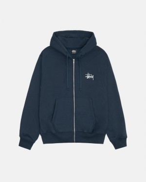 Hanorac cu Gluga Stussy Basic Zip Bleumarin | 20914-ZTVJ