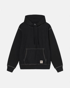 Hanorac cu Gluga Stussy Contrast Stitch Label Negrii | 17465-HJND