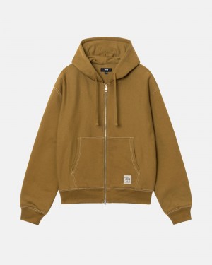 Hanorac cu Gluga Stussy Double Face Label Zip Masline Verzi | 86243-FARM