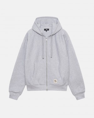 Hanorac cu Gluga Stussy Double Face Label Zip Gri | 24510-UADZ