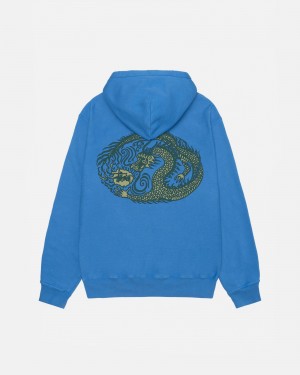 Hanorac cu Gluga Stussy Mosaic Dragon Albastri | 69735-RSCZ