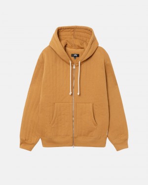 Hanorac cu Gluga Stussy Vertical Matlasat Zip Maro | 16042-QRWE