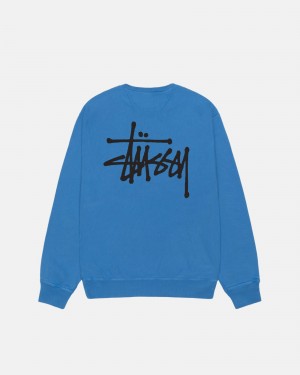 Hanorace Stussy Basic Crew Pigment Dyed Albastri | 47326-GVPN