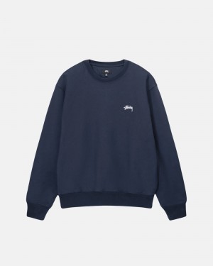 Hanorace Stussy Stock Logo Crew Bleumarin | 06247-UNRZ