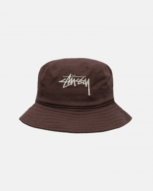 Palarie Stussy Bucket Big Stock Ciocolata | 96021-ZNGY