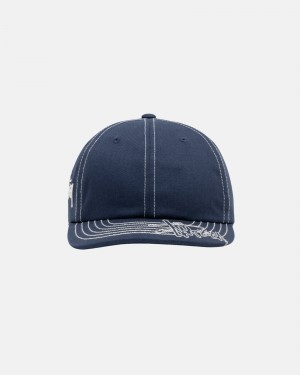 Palarie Stussy Low Pro Basic Stitch Strapback Bleumarin | 97301-QUSI