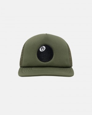 Palarie Stussy Trucker 8 Ball Snapback Masline Verzi | 12947-HQUV