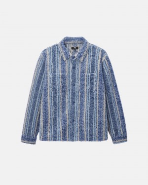 Shirts Stussy In Dungi Sherpa Indigo | 83795-OEJY