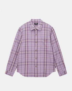 Shirts Stussy Stones Plaid Lavanda | 68537-OTCH