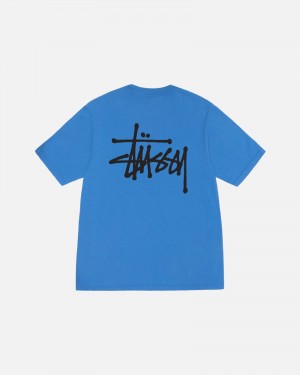 Tricouri Stussy Basic Pigment Dyed Albastri | 94382-AJUR