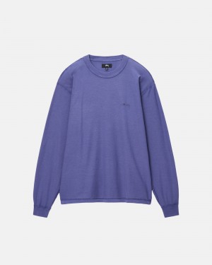 Tricouri Stussy Lazy Ls Albastri Inchis | 80246-AZJN