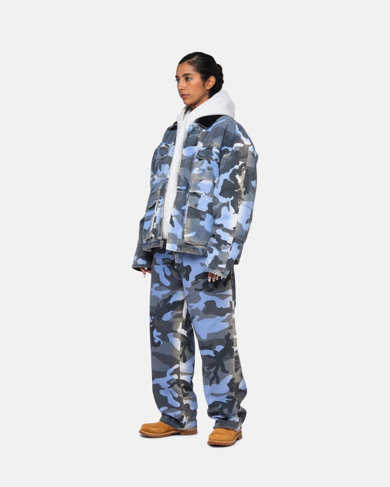 Blugi Stussy Big Ol' Spray Dye Panza Albastri Camuflaj | 31742-AZEQ