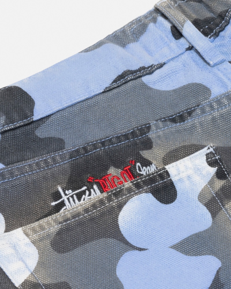 Blugi Stussy Big Ol' Spray Dye Panza Albastri Camuflaj | 31742-AZEQ