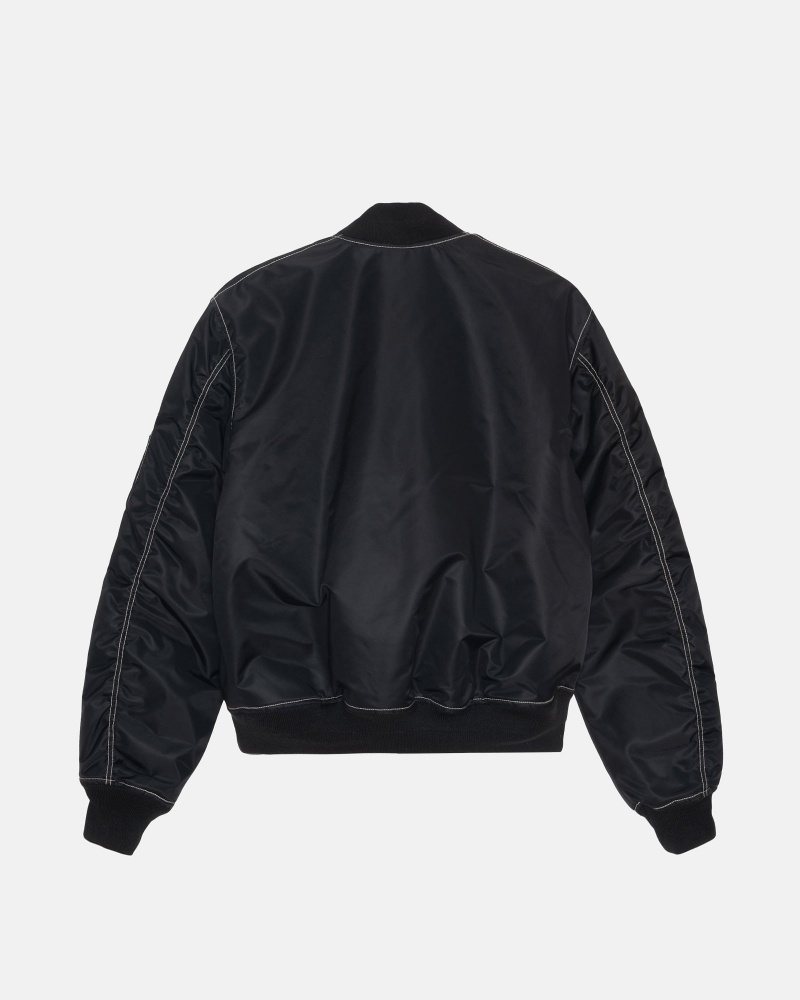 Geaca Stussy Built Reversible Bomber Negrii | 58642-FAZG