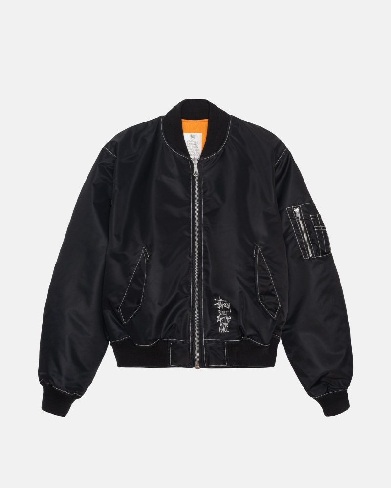 Geaca Stussy Built Reversible Bomber Negrii | 58642-FAZG