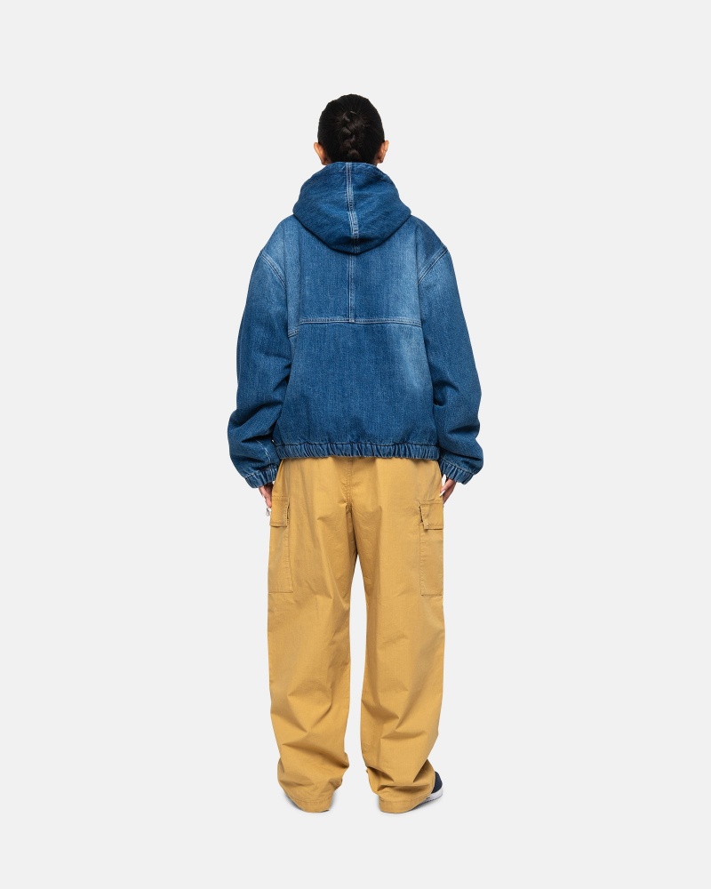 Geaca Stussy Lucru Denim Sherpa Albastri | 52690-WRSE