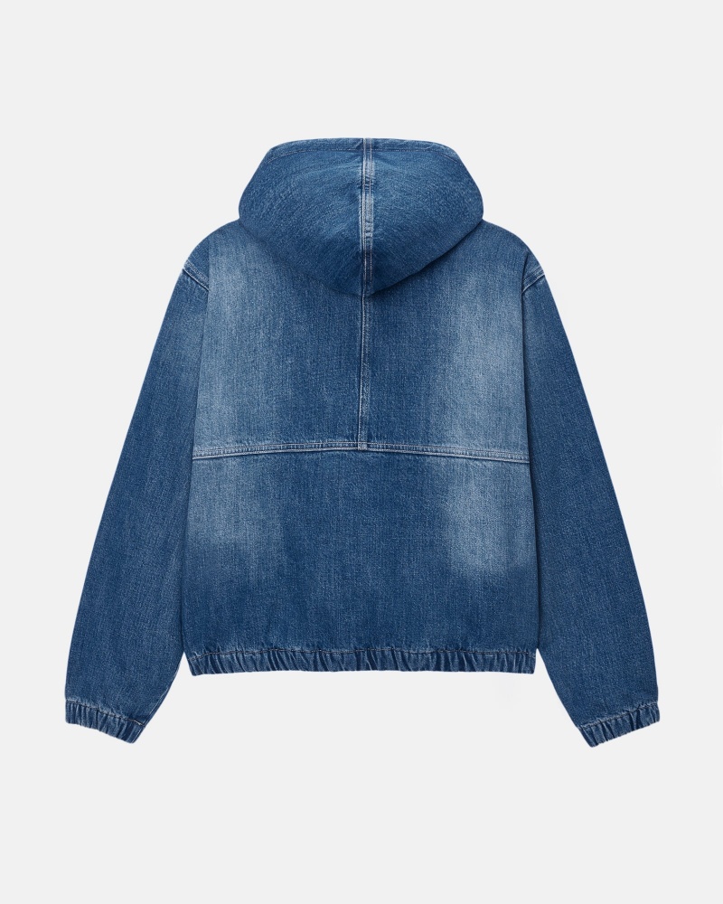 Geaca Stussy Lucru Denim Sherpa Albastri | 52690-WRSE