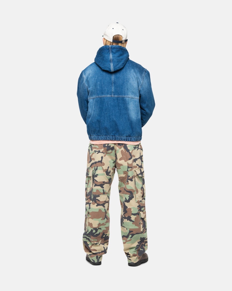 Geaca Stussy Lucru Denim Sherpa Albastri | 52690-WRSE