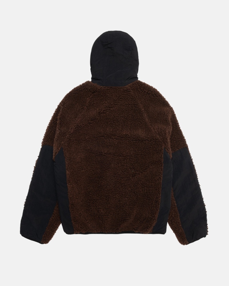 Geaca Stussy Sherpa Paneled Cu Glugă Maro | 43716-DJSW