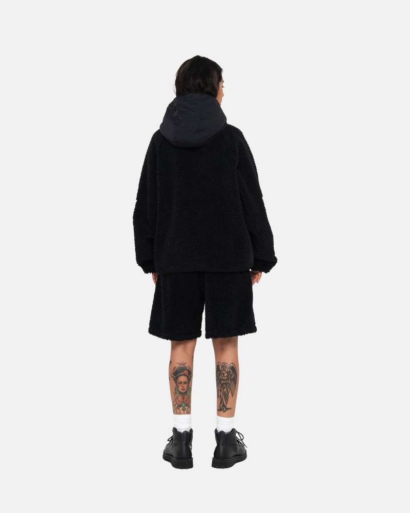 Geaca Stussy Sherpa Paneled Cu Glugă Negrii | 54731-XCZF