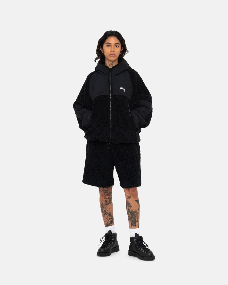 Geaca Stussy Sherpa Paneled Cu Glugă Negrii | 54731-XCZF