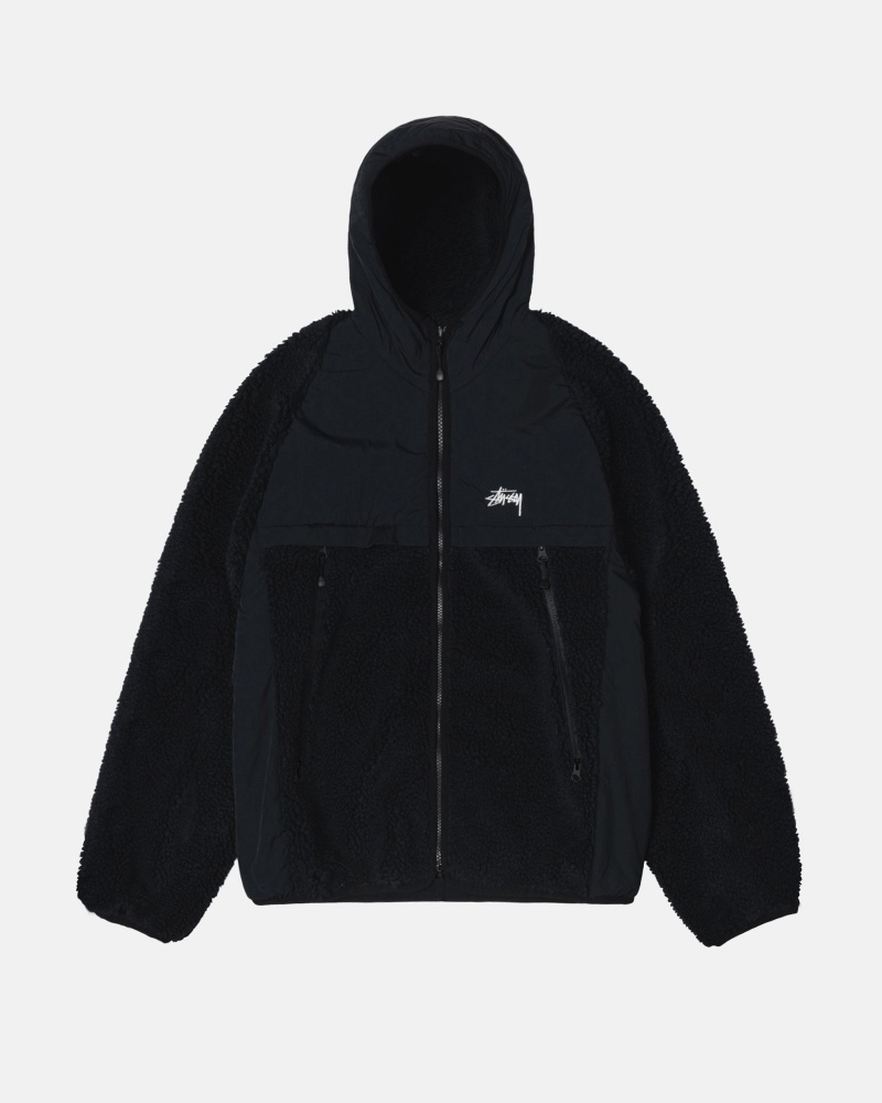 Geaca Stussy Sherpa Paneled Cu Glugă Negrii | 54731-XCZF