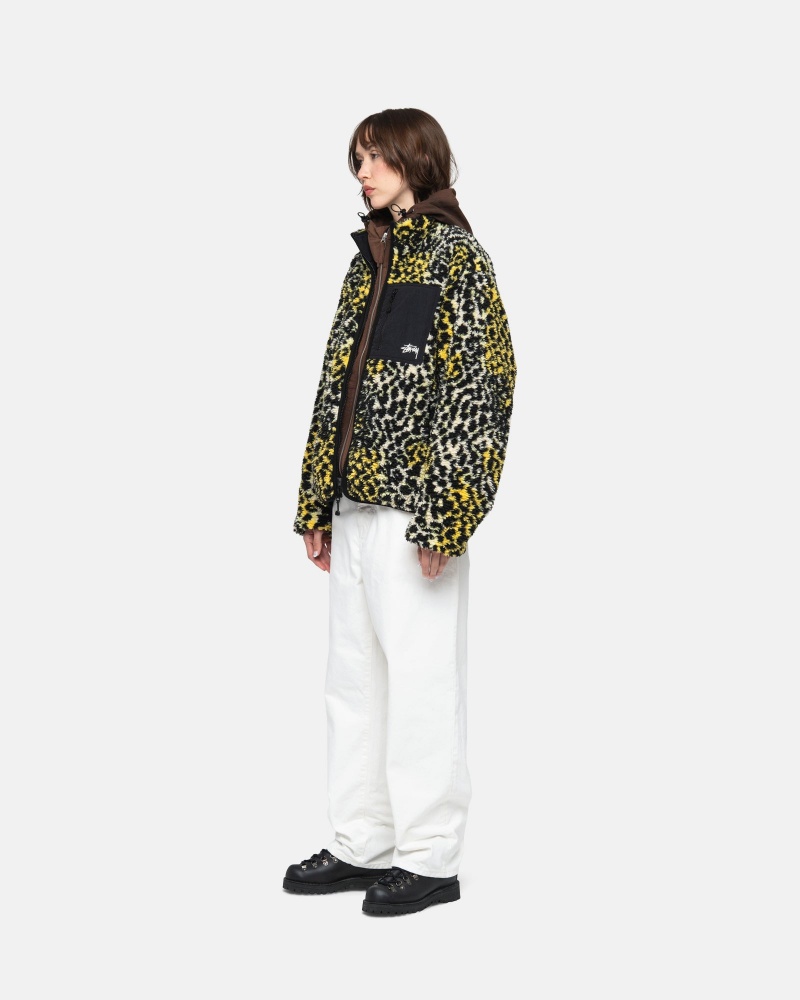 Geaca Stussy Sherpa Reversible Galbeni Leopard | 81539-XADR