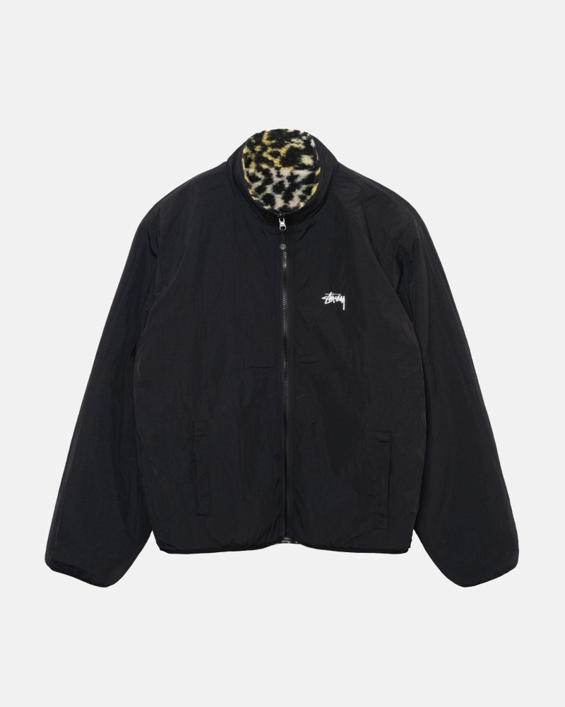 Geaca Stussy Sherpa Reversible Galbeni Leopard | 81539-XADR