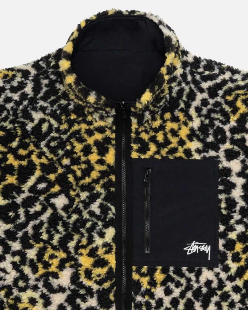 Geaca Stussy Sherpa Reversible Galbeni Leopard | 81539-XADR