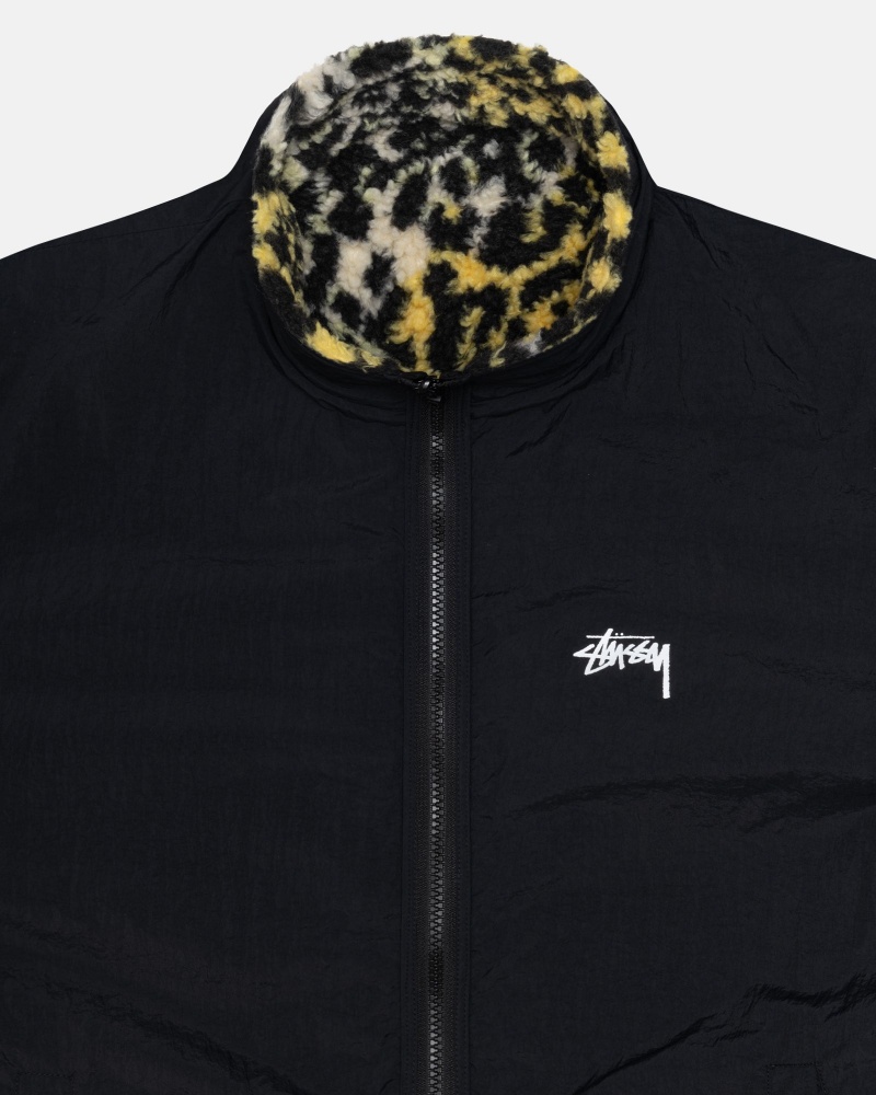 Geaca Stussy Sherpa Reversible Galbeni Leopard | 81539-XADR