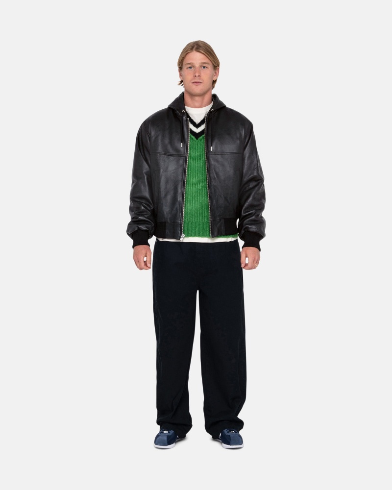 Geaca Stussy Ss Link Piele Bomber Negrii | 20846-LCRQ