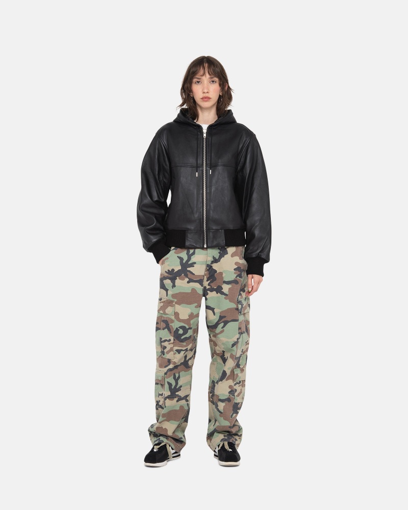 Geaca Stussy Ss Link Piele Bomber Negrii | 20846-LCRQ