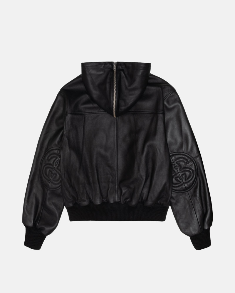 Geaca Stussy Ss Link Piele Bomber Negrii | 20846-LCRQ