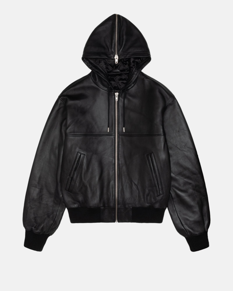 Geaca Stussy Ss Link Piele Bomber Negrii | 20846-LCRQ