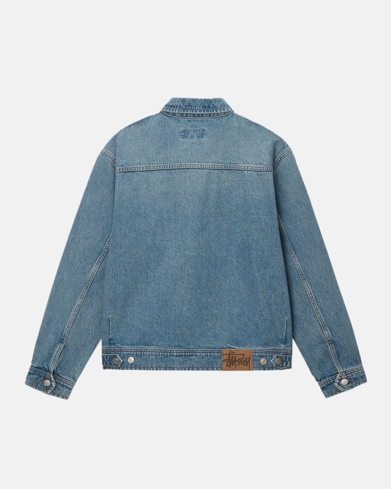 Geaca Stussy Zip Lucru Denim Albastri | 72634-JKGE