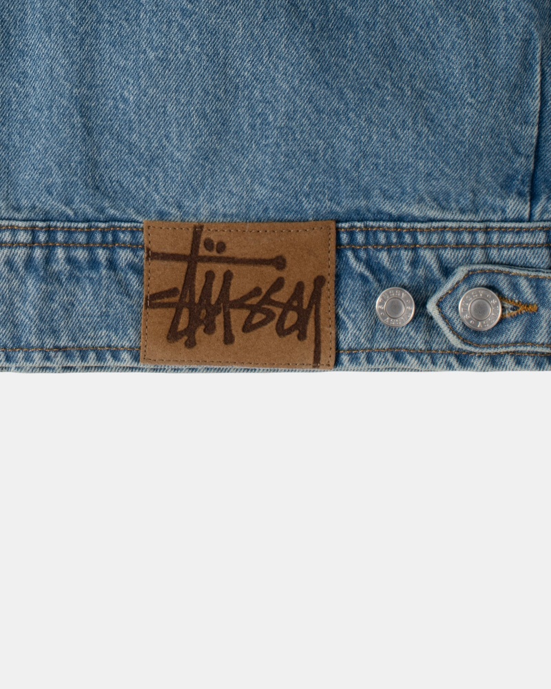 Geaca Stussy Zip Lucru Denim Albastri | 72634-JKGE