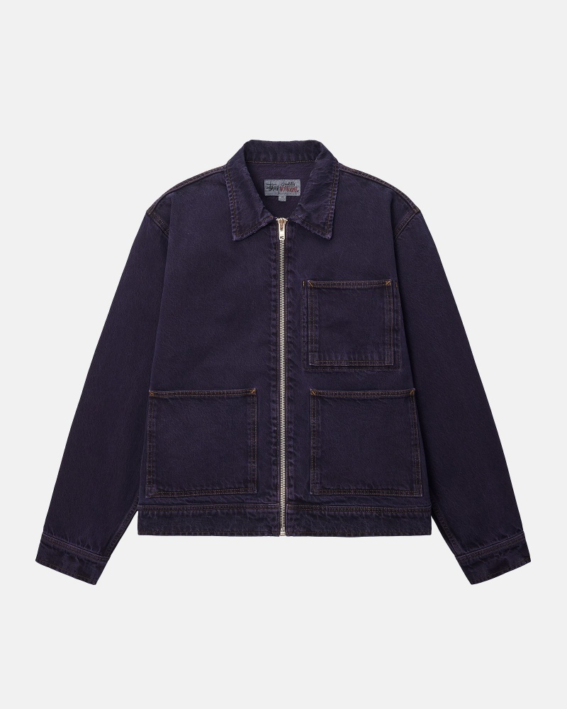 Geaca Stussy Zip Lucru Denim Bleumarin | 48062-QKIX