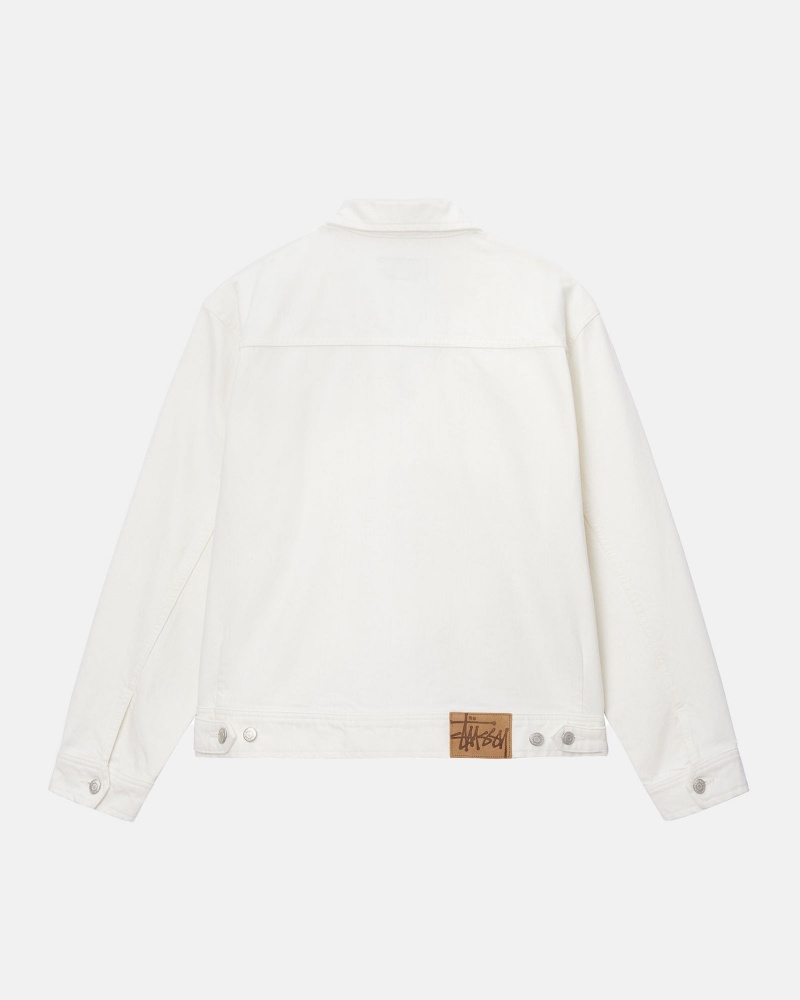 Geaca Stussy Zip Lucru Overdyed Albi | 35192-YCJW