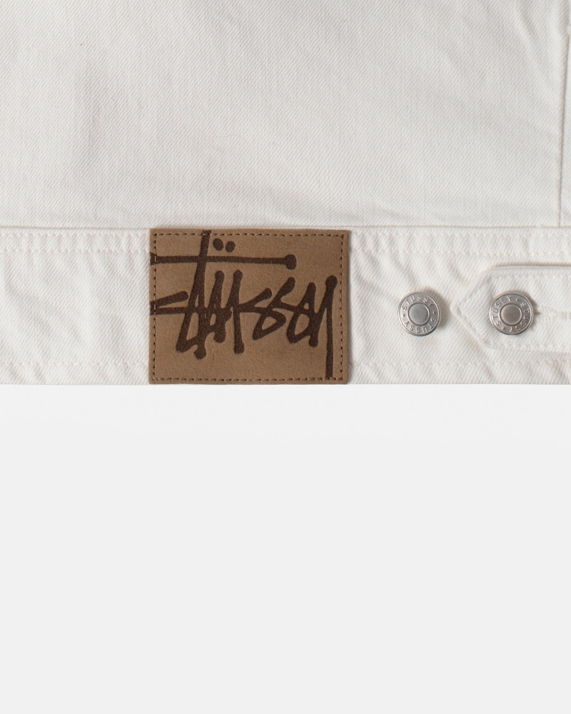 Geaca Stussy Zip Lucru Overdyed Albi | 35192-YCJW