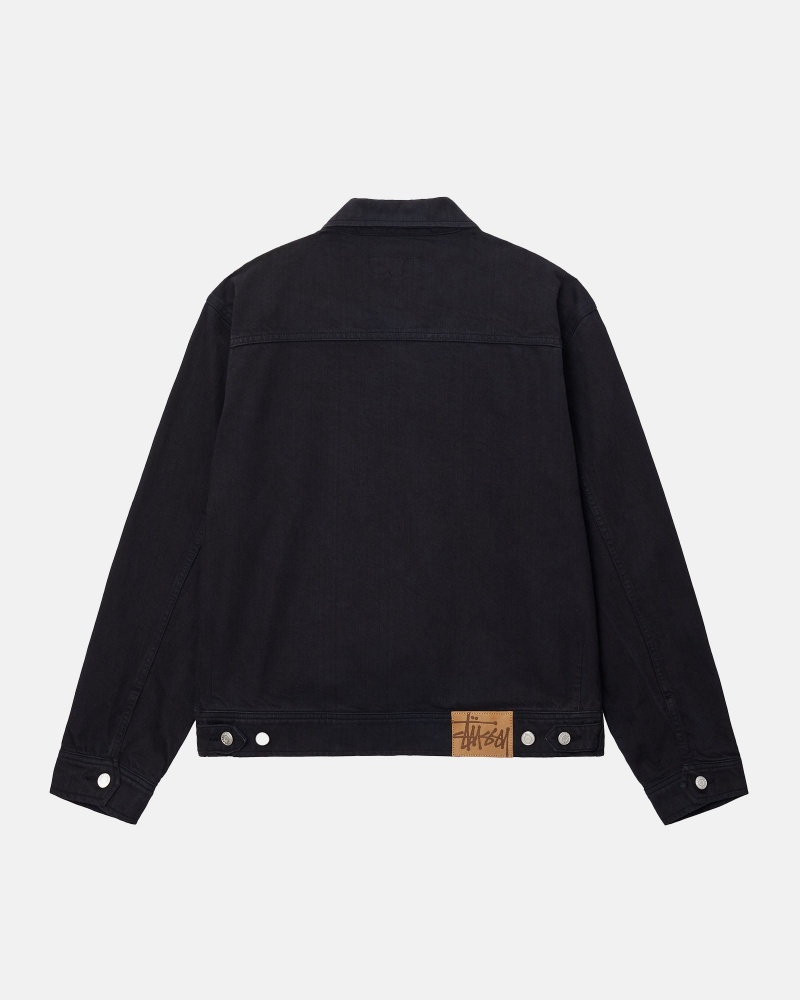 Geaca Stussy Zip Lucru Overdyed Negrii | 72105-QWAO