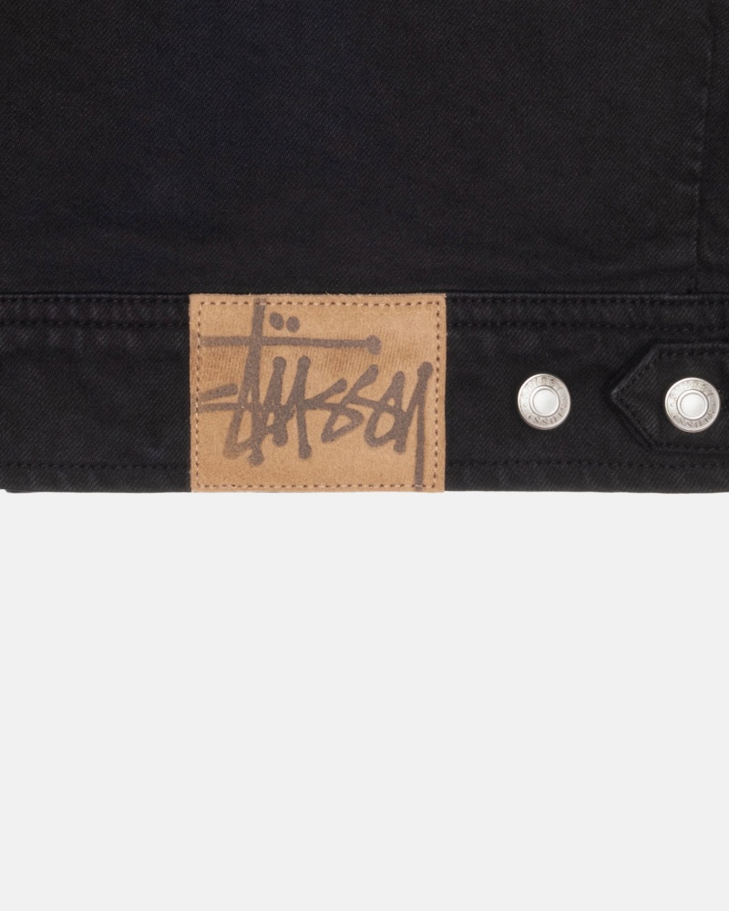 Geaca Stussy Zip Lucru Overdyed Negrii | 72105-QWAO