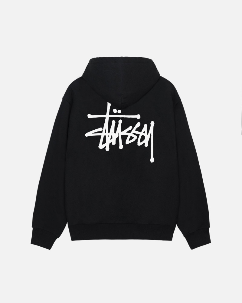 Hanorac cu Gluga Stussy Basic Negrii | 37086-WRYZ