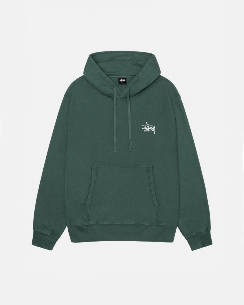 Hanorac cu Gluga Stussy Basic Pigment Dyed Verzi | 89521-KEYQ