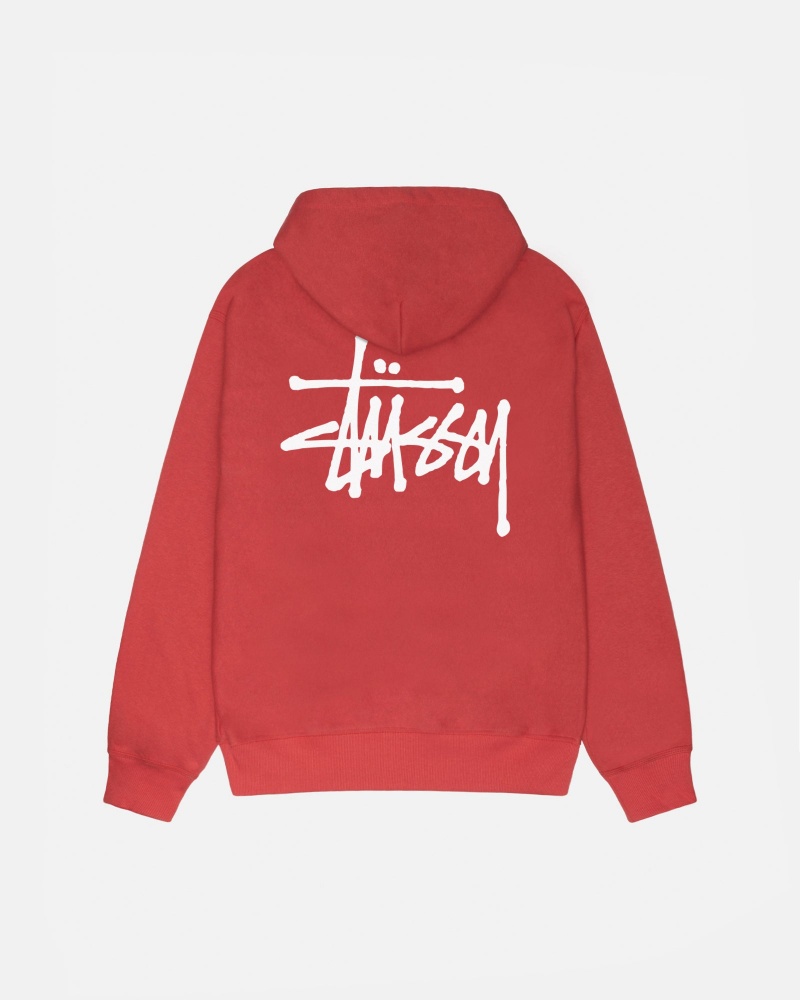 Hanorac cu Gluga Stussy Basic Rosii | 42087-RJBF