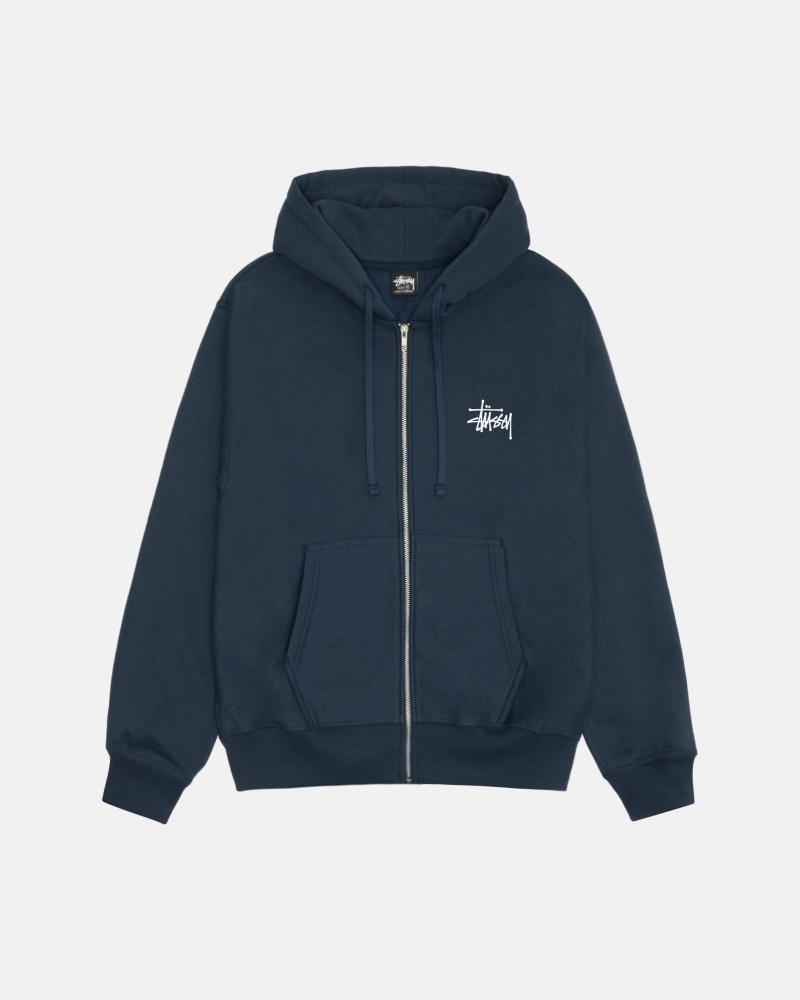 Hanorac cu Gluga Stussy Basic Zip Bleumarin | 20914-ZTVJ