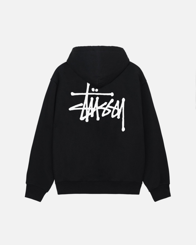 Hanorac cu Gluga Stussy Basic Zip Negrii | 31645-MHVG