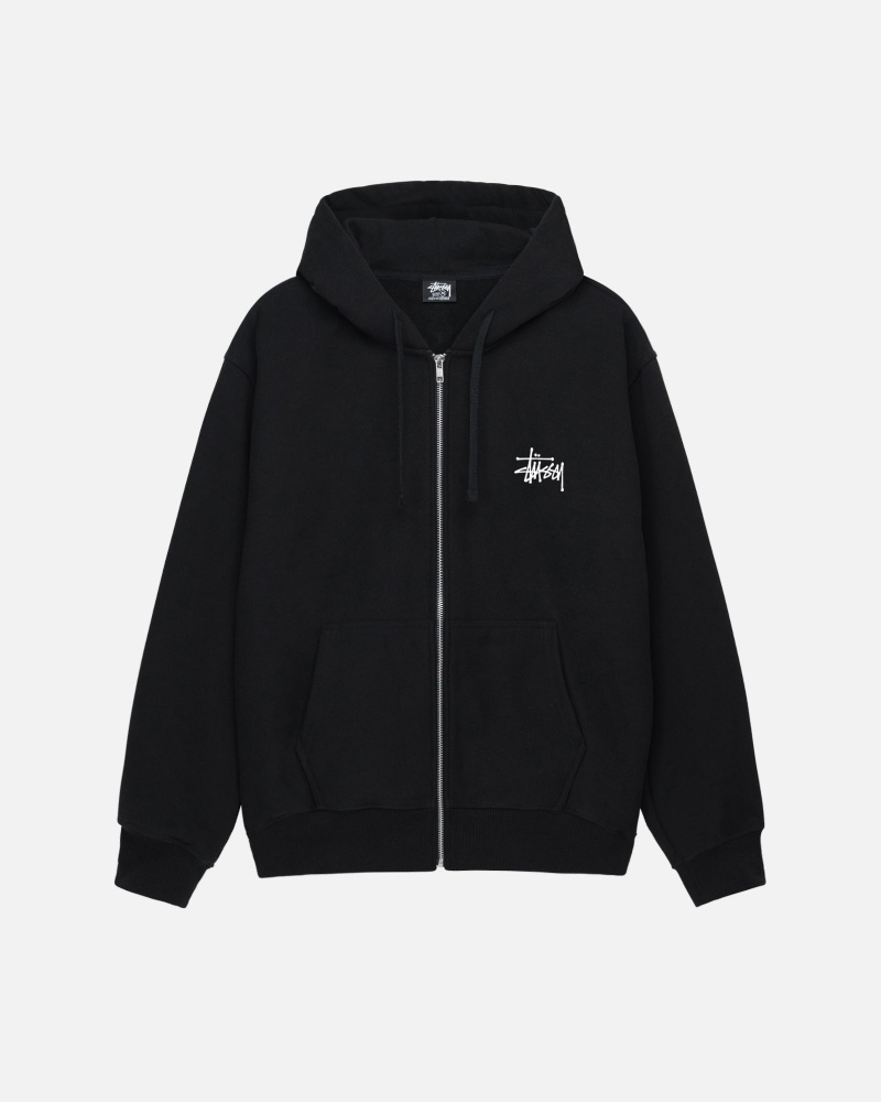 Hanorac cu Gluga Stussy Basic Zip Negrii | 31645-MHVG